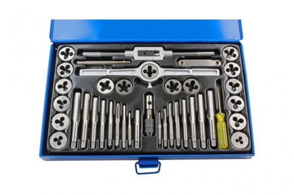 Tap- en snijmoerenset SAE engelse maatvoering UNC / UNF 40-delig